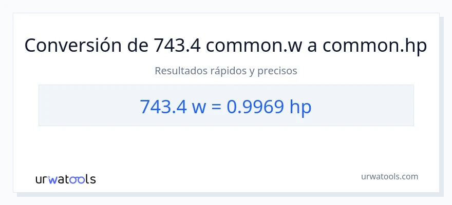 Conversión de 743.4 vatios a caballo de fuerza