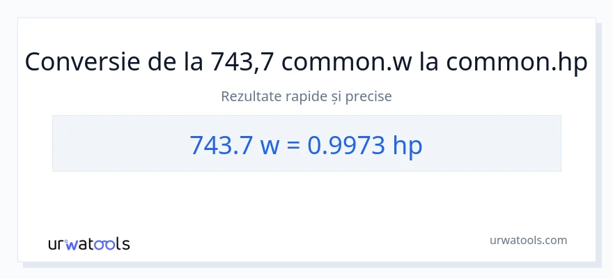 Conversie 743.7 wați la cai putere
