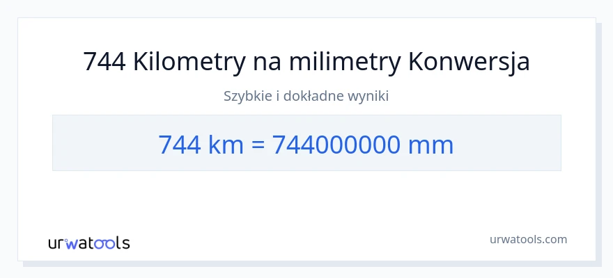 Konwersja 744 kilometrów do milimetry
