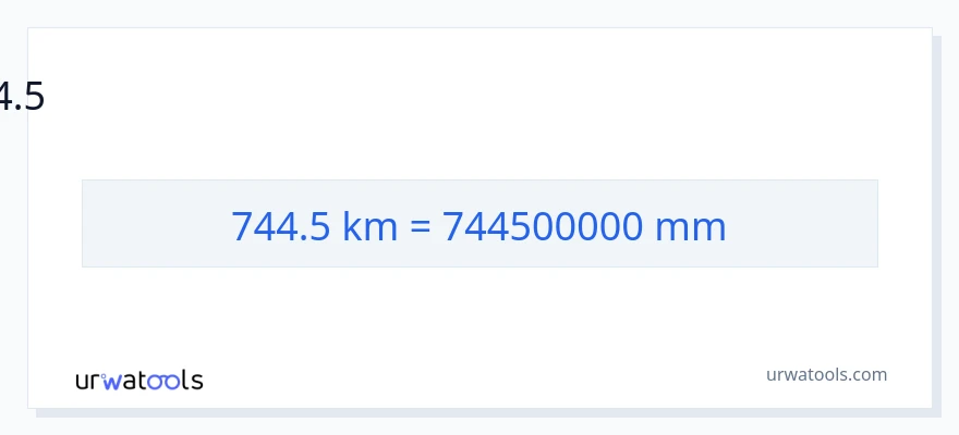 744.5 കിലോമീറ്റർ ൽ നിന്ന് മില്ലിമീറ്റർ ലേക്ക് പരിവർത്തനം