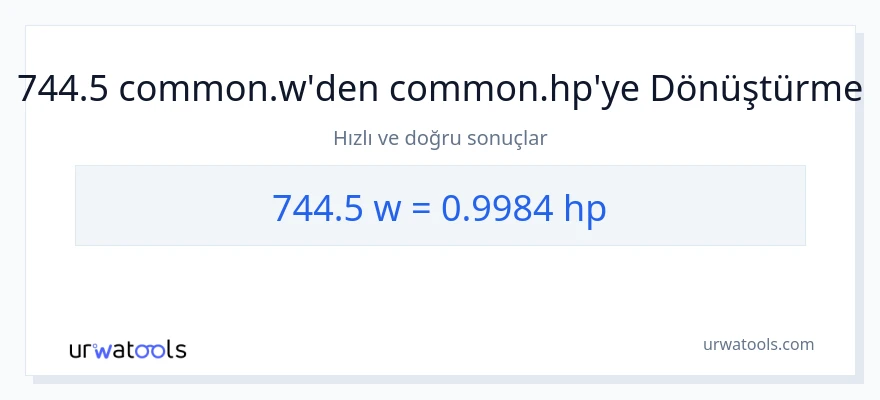 744.5 watt'den beygir gücü'e dönüşüm