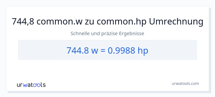 744.8 Watt zu PS Umwandlung