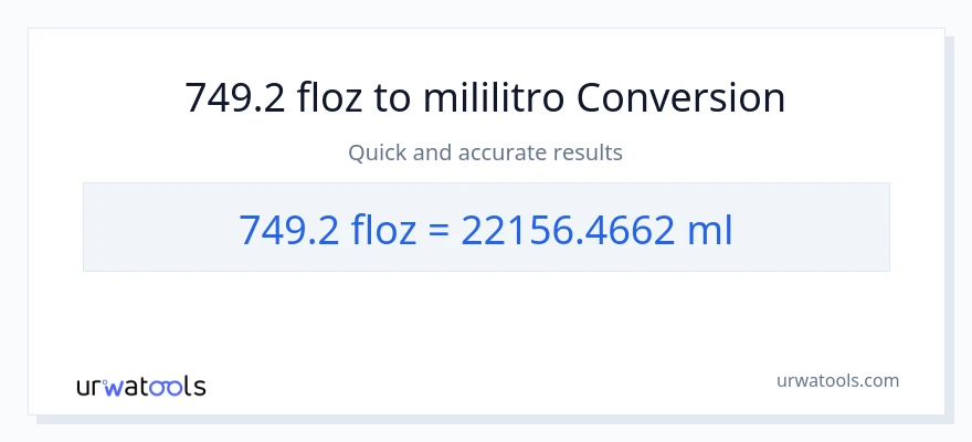749.2 mga onsa ng likido patungong mga mililitro na conversion