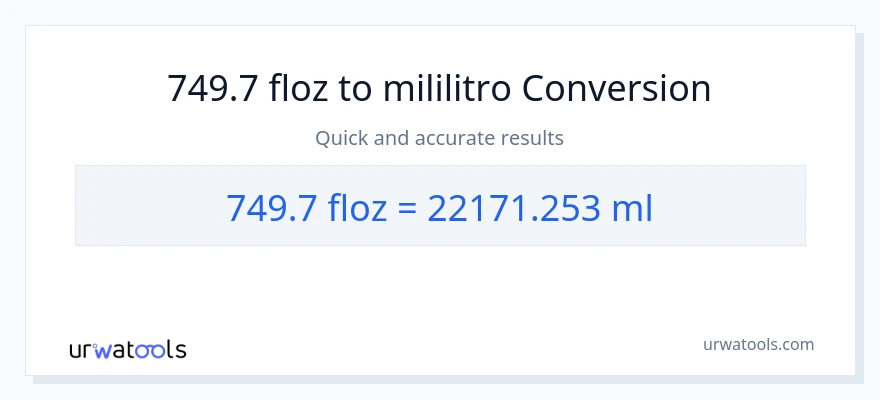 749.7 mga onsa ng likido patungong mga mililitro na conversion