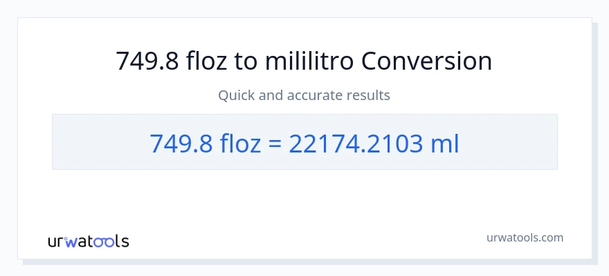 749.8 mga onsa ng likido patungong mga mililitro na conversion