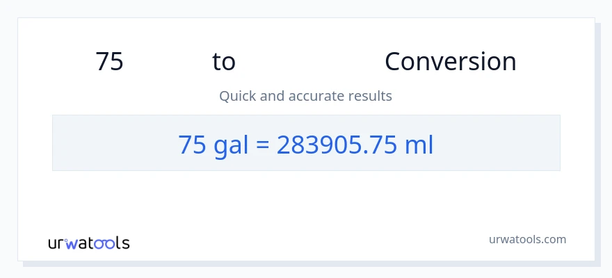 75 গ্যালন থেকে মিলিলিটার রূপান্তর
