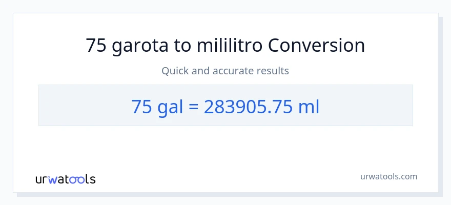 Conversão de 75 galões para mililitros