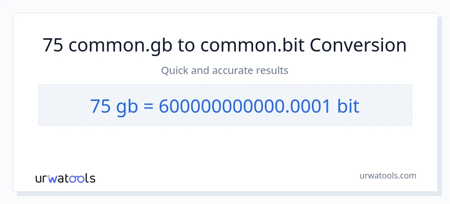 75 Gigabytes patungong Bits na conversion