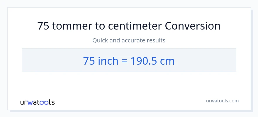 75 Tommer til Centimeter konvertering