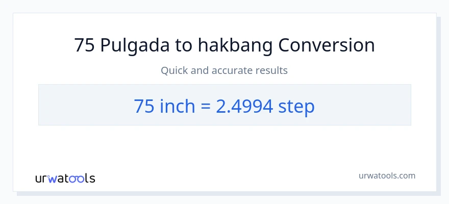 75 Pulgada patungong mga hakbang na conversion