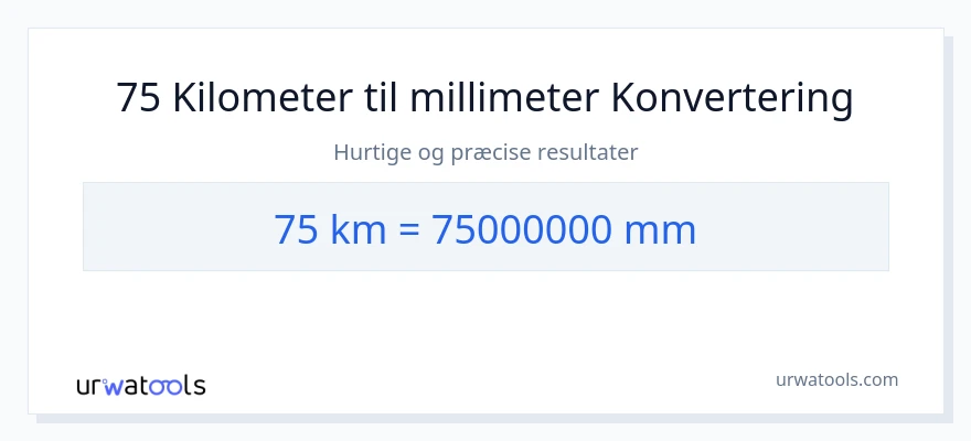 75 kilometer til millimeter konvertering