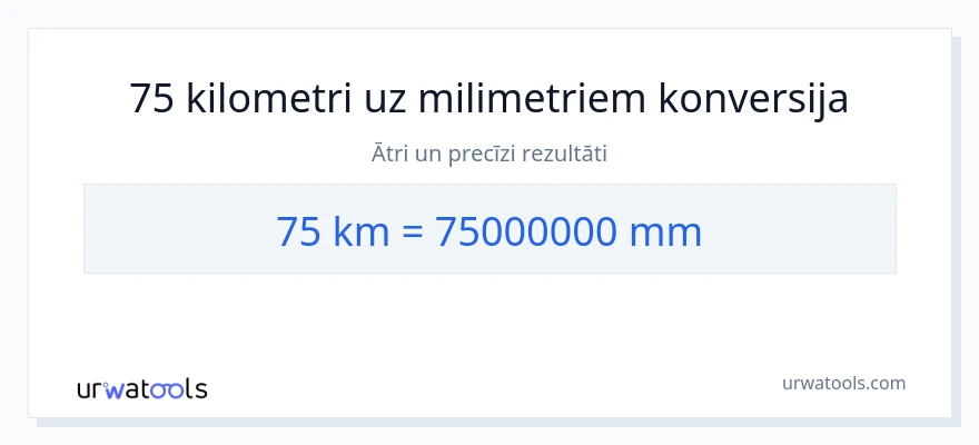 75 kilometri uz milimetri konversiju