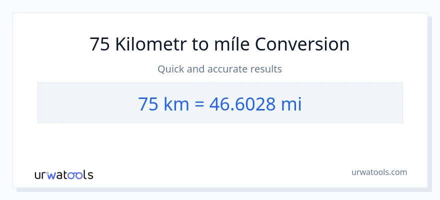 Konverze z Kilometry na míle: 75