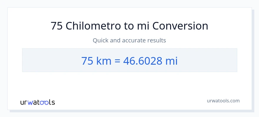 Conversione da 75 chilometri a miglia