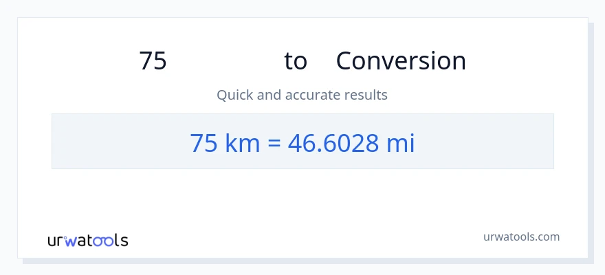 การแปลง 75 กิโลเมตร เป็น ไมล์