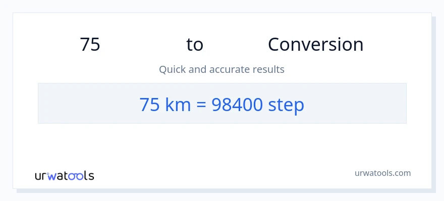 การแปลง 75 กิโลเมตร เป็น ขั้นตอน