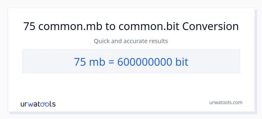 75 Megabytes patungong Bits na conversion