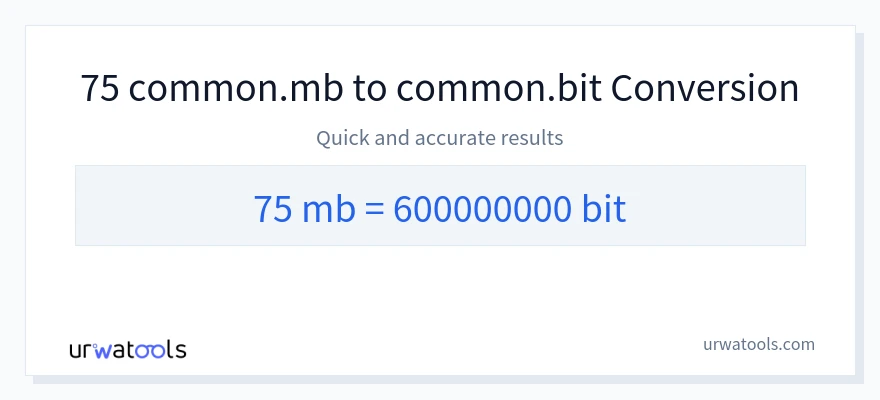 75 Megabytes 到 Bits 轉換