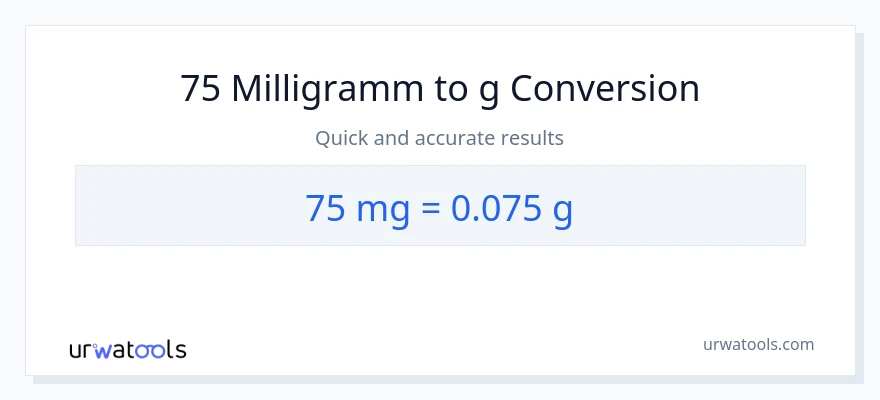 75 Milligramm zu Gramm Umwandlung