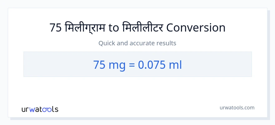 75 मिलीग्राम से मिलीलीटर रूपांतरण