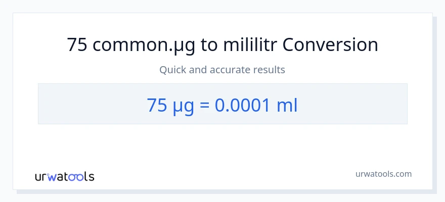 Konverze z mikrogramů na mililitrů: 75