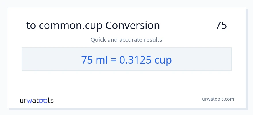 تبدیل 75 میلی‌لیتر به فنجان‌ها