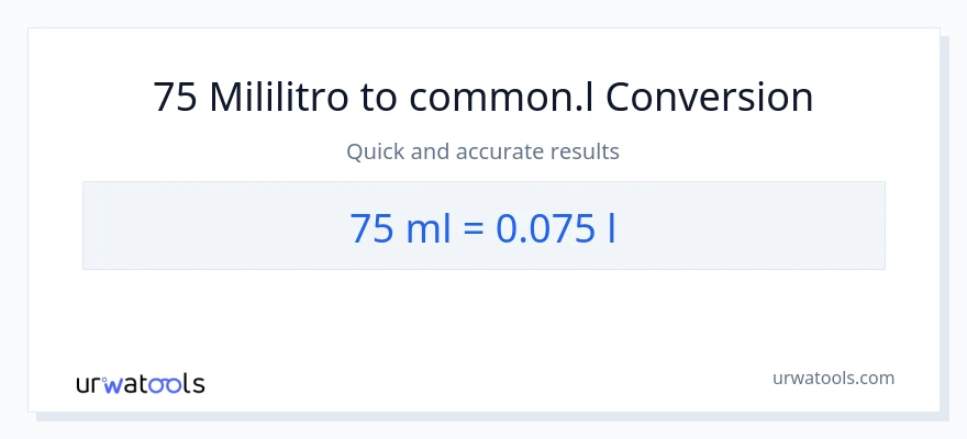 75 mga mililitro patungong Liters na conversion