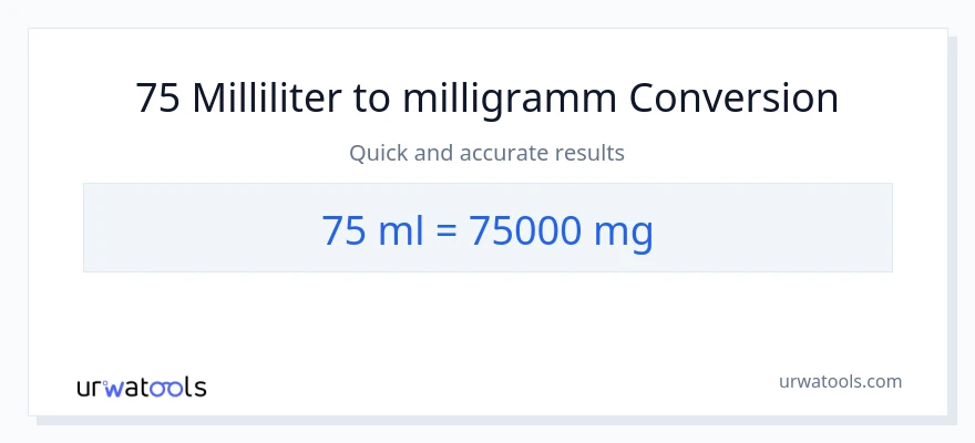 75 Milliliter zu Milligramm Umwandlung