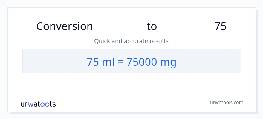تبدیل 75 میلی‌لیتر به میلی‌گرم