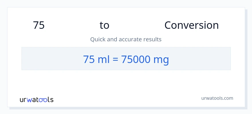 75 միլիլիտր-ից միլիգրամներ փոխակերպում