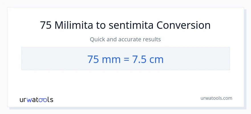 Ubadilishaji wa 75 milimita hadi Sentimita
