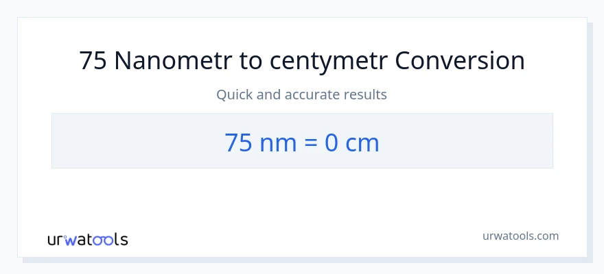 Konwersja 75 nanometrów do Centymetry
