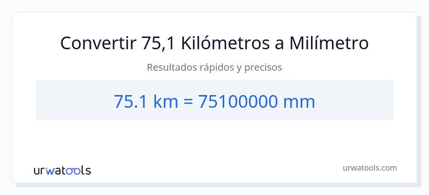 Conversión de 75.1 kilómetros a milímetros