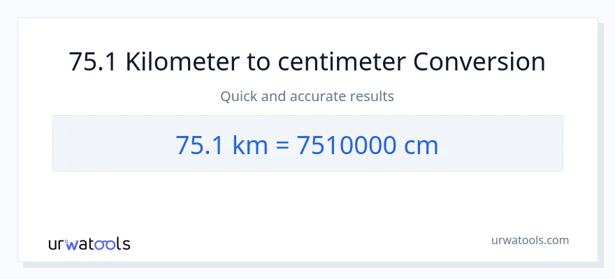 75.1 Kilometer til Centimeter konvertering