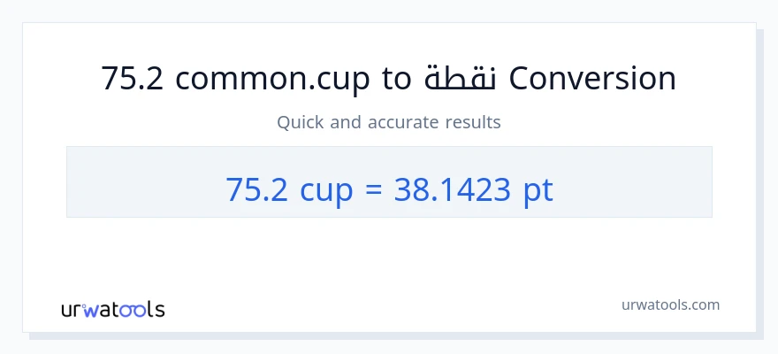 التحويل من 75.2 أكواب إلى Pints