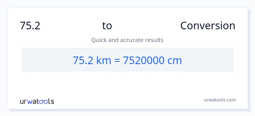 75.2 ಕಿಲೋಮೀಟರ್‌ಗಳು ರಿಂದ ಸೆಂಟಿಮೀಟರ್‌ಗಳು ಪರಿವರ್ತನೆ