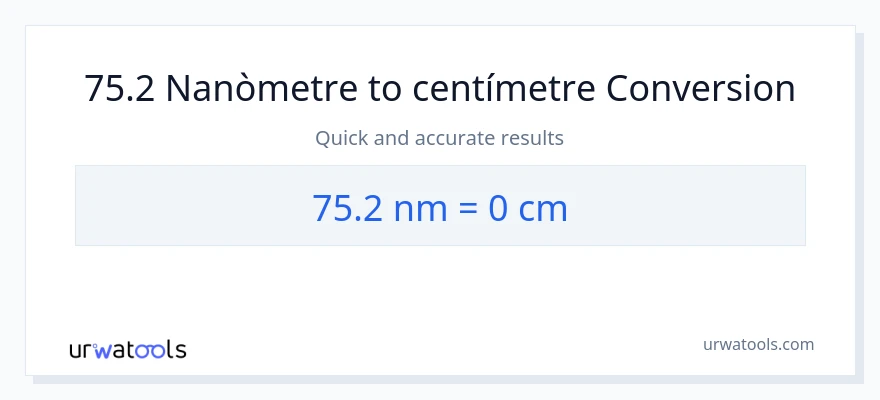 Conversió de 75.2 nanòmetres a Centímetres