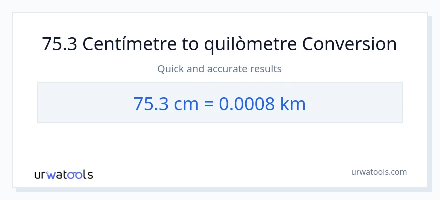 Conversió de 75.3 Centímetres a Quilòmetres
