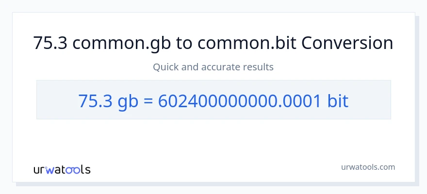 75.3 Gigabytes til Bits konvertering