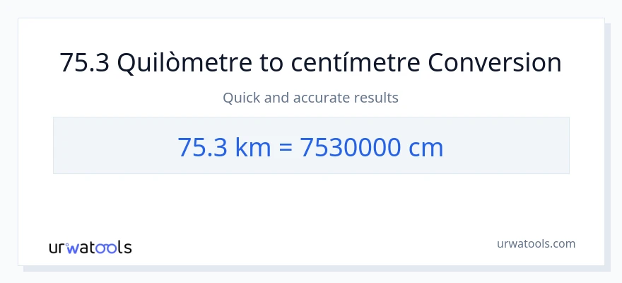 Conversió de 75.3 Quilòmetres a Centímetres
