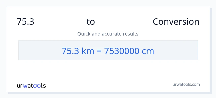 75.3 ಕಿಲೋಮೀಟರ್‌ಗಳು ರಿಂದ ಸೆಂಟಿಮೀಟರ್‌ಗಳು ಪರಿವರ್ತನೆ