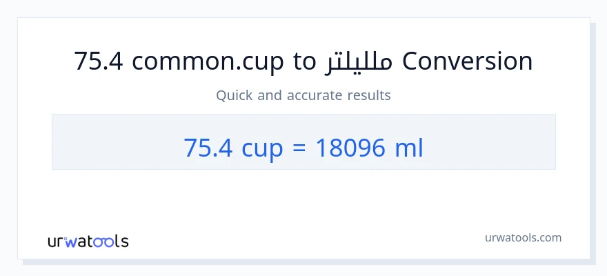 التحويل من 75.4 أكواب إلى ملليلتر