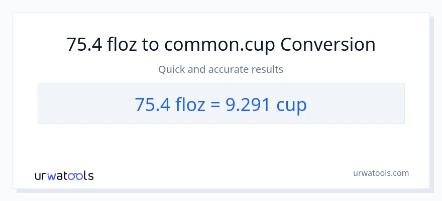 75.4 mga onsa ng likido patungong mga tasa na conversion