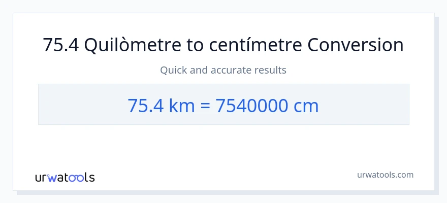 Conversió de 75.4 Quilòmetres a Centímetres