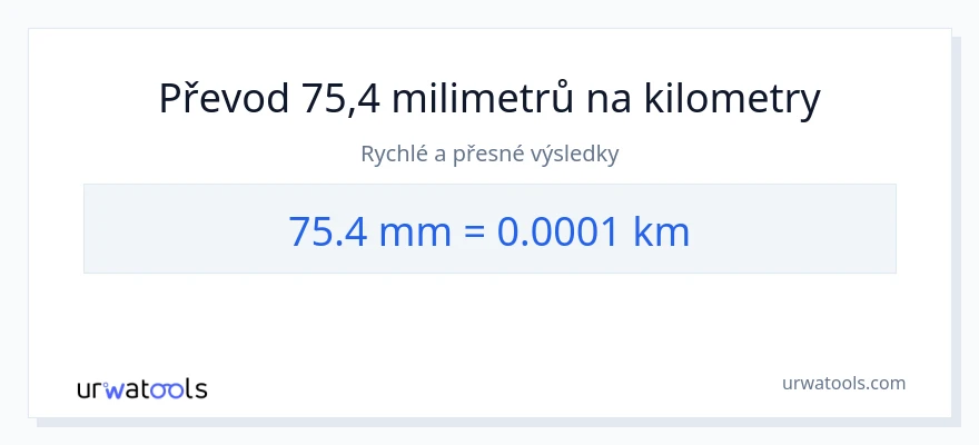 Konverze z milimetry na kilometry: 75.4