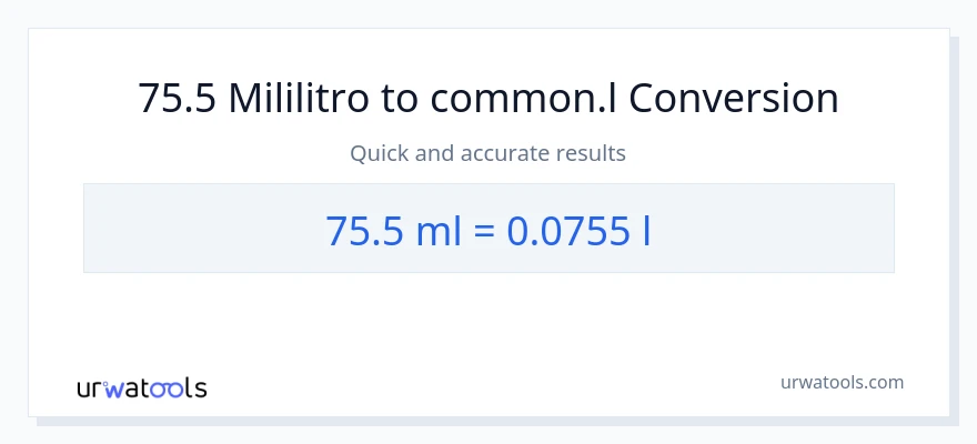 75.5 mga mililitro patungong Liters na conversion