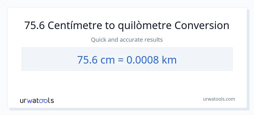 Conversió de 75.6 Centímetres a Quilòmetres