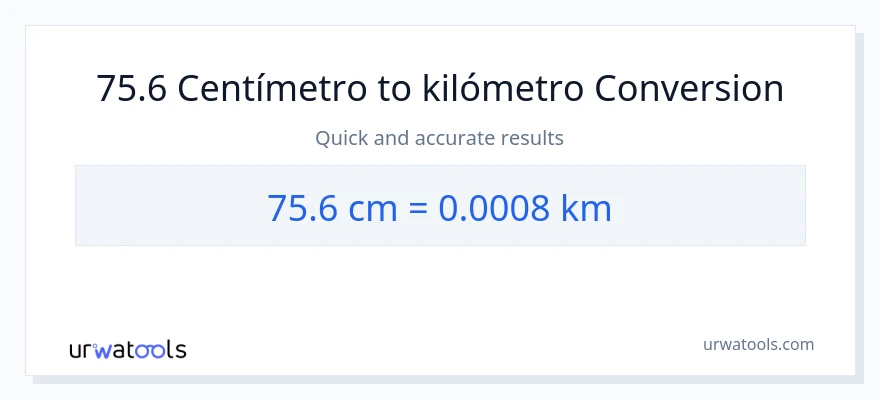 Conversión de 75.6 Centímetros a Kilómetros