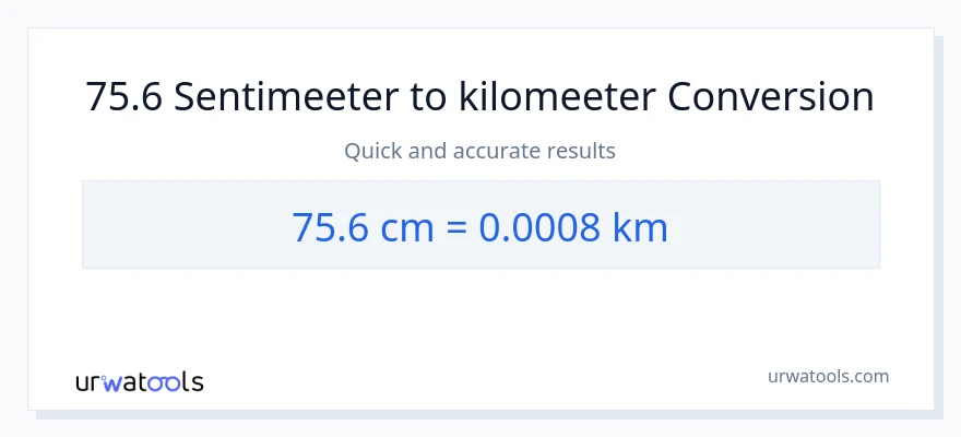 75.6 Sentimeetrid konversioon Kilomeetrid-ks