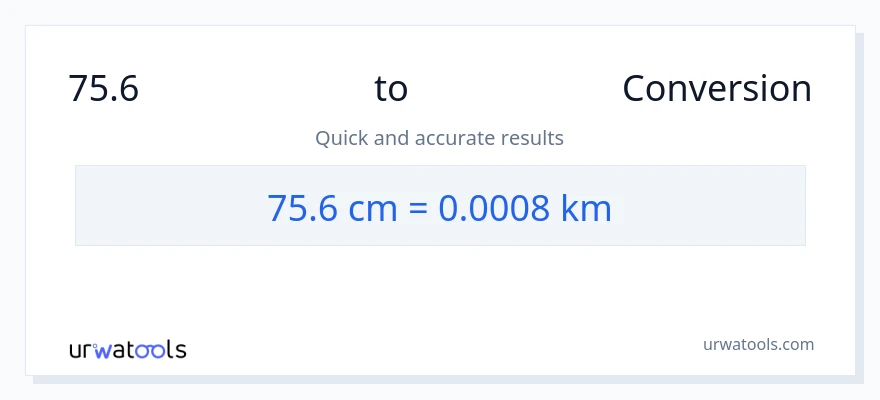 75.6 ಸೆಂಟಿಮೀಟರ್‌ಗಳು ರಿಂದ ಕಿಲೋಮೀಟರ್‌ಗಳು ಪರಿವರ್ತನೆ